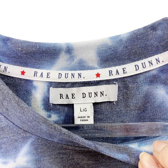 Rae Dunn Top Womens Large Sweatshirt Tie Dye Blue Miss Independent Dolman Sleeve - Picture 5 of 9
